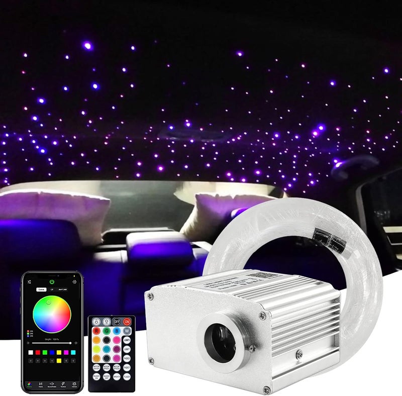 ATOKEE Store 10W Starlight Headliner Kit 150pcs 0.03in 6.5ft, Twinkle +Sound Activated Fiber Optic Star Lights for Car Roof Use with APP/Remote Music Control - Image 1
